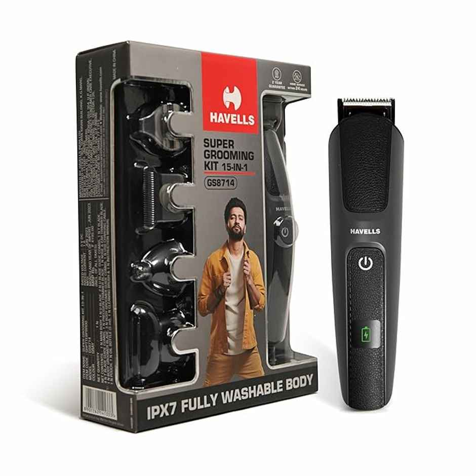 Havells Super Grooming Kit GS8714 | 15 In 1 | Full Body Groomer For Men | 120 Min Of Run Time | Fast Charge