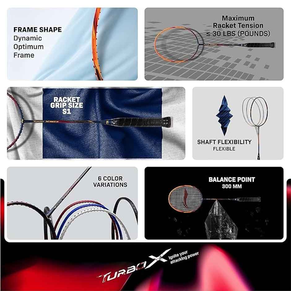 Li-Ning Turbo X Iii Carbon Fibre Strung Badminton Racket with Full Cover