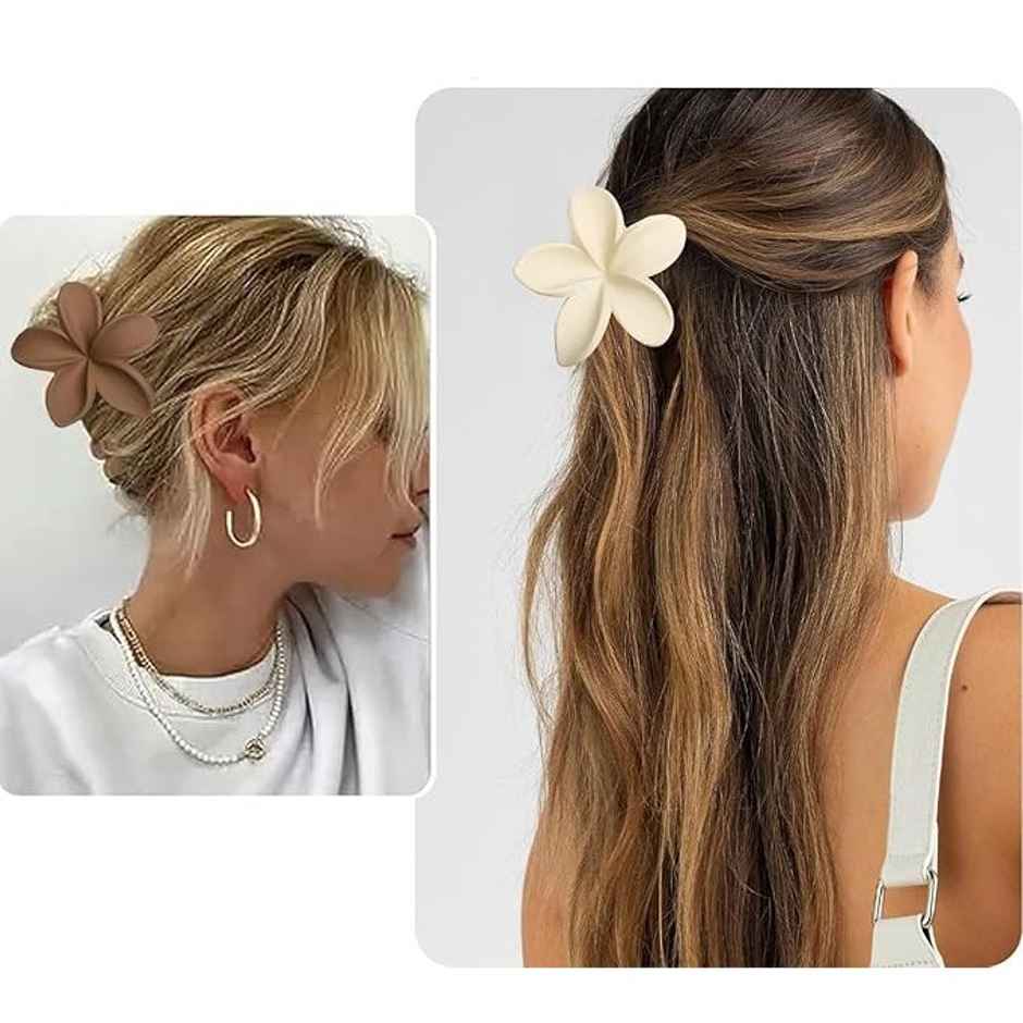 Bronson Professional 2 Pcs Hair Claw Clips Medium Matte Flower Hair Clutcher - Multicolour