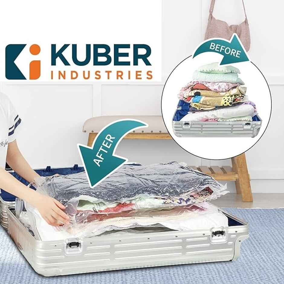 Kuber Industries Plastic Vacuum Storage Bags | Space Saver for Comforters & Clothes | Pack of 2