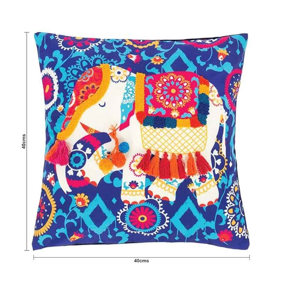 Chumbak Carnival Elephant Tassel Cushion Cover