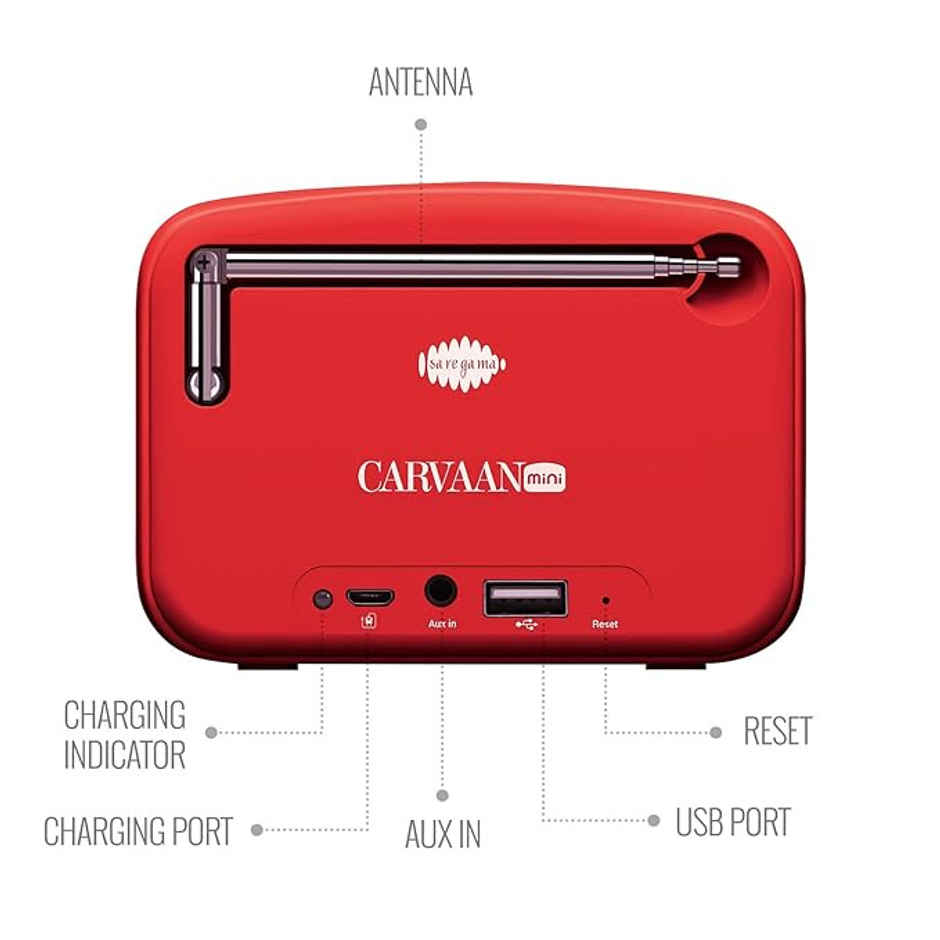 Saregama Carvaan Mini 2.0 | Music player | Bluetooth|FM|AM|AUX - Sunset Red