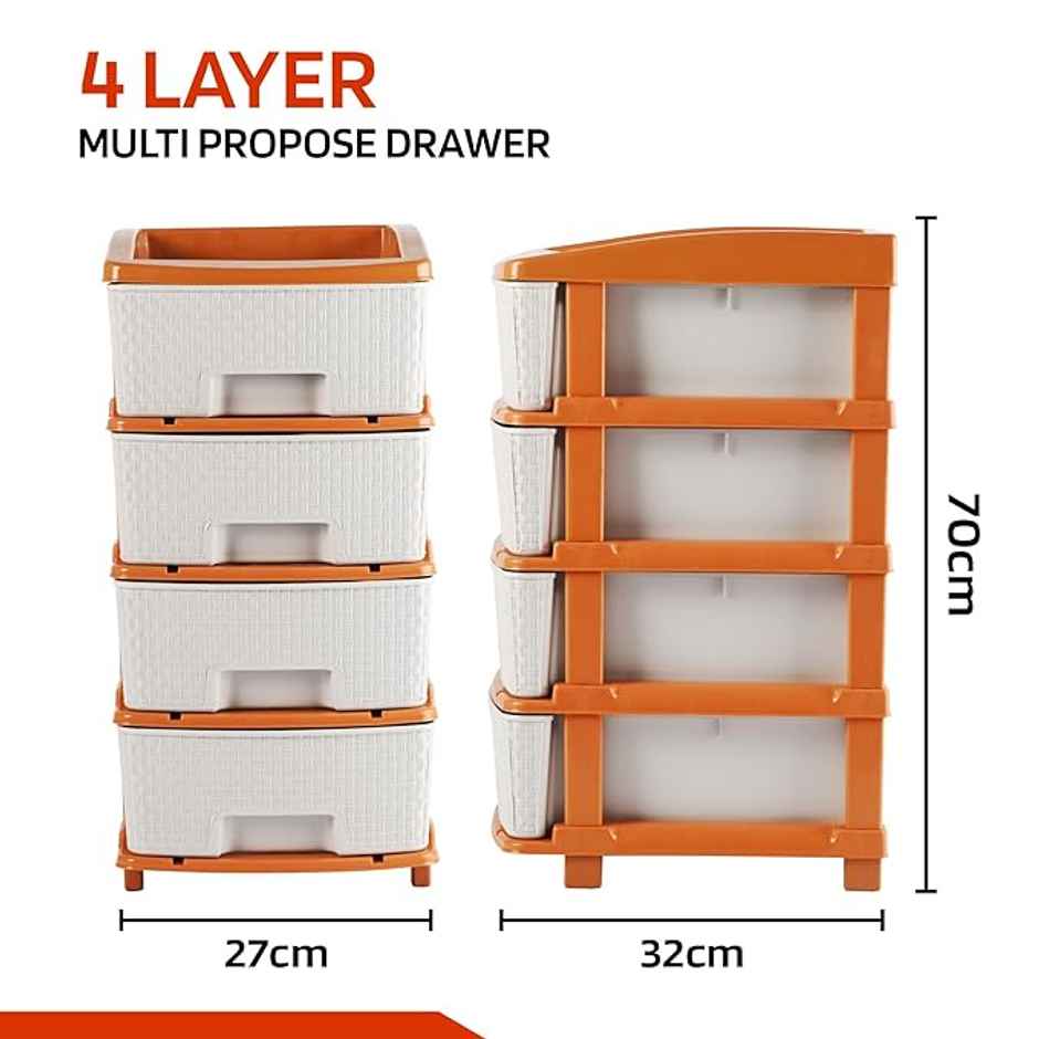 Kuber Industries 4-Tier Plastic Drawers Organizer | Durable Cabinets|Storage Rack for Kitchen