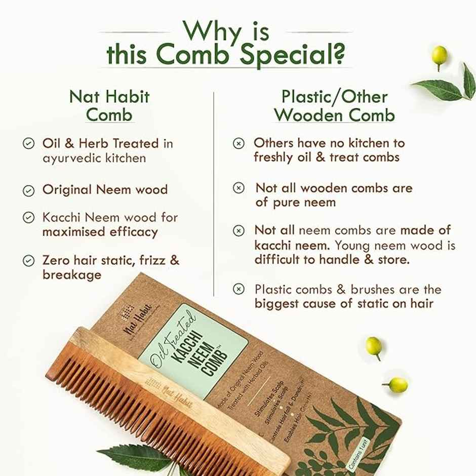 Nat Habit Dual Tooth Wooden Comb