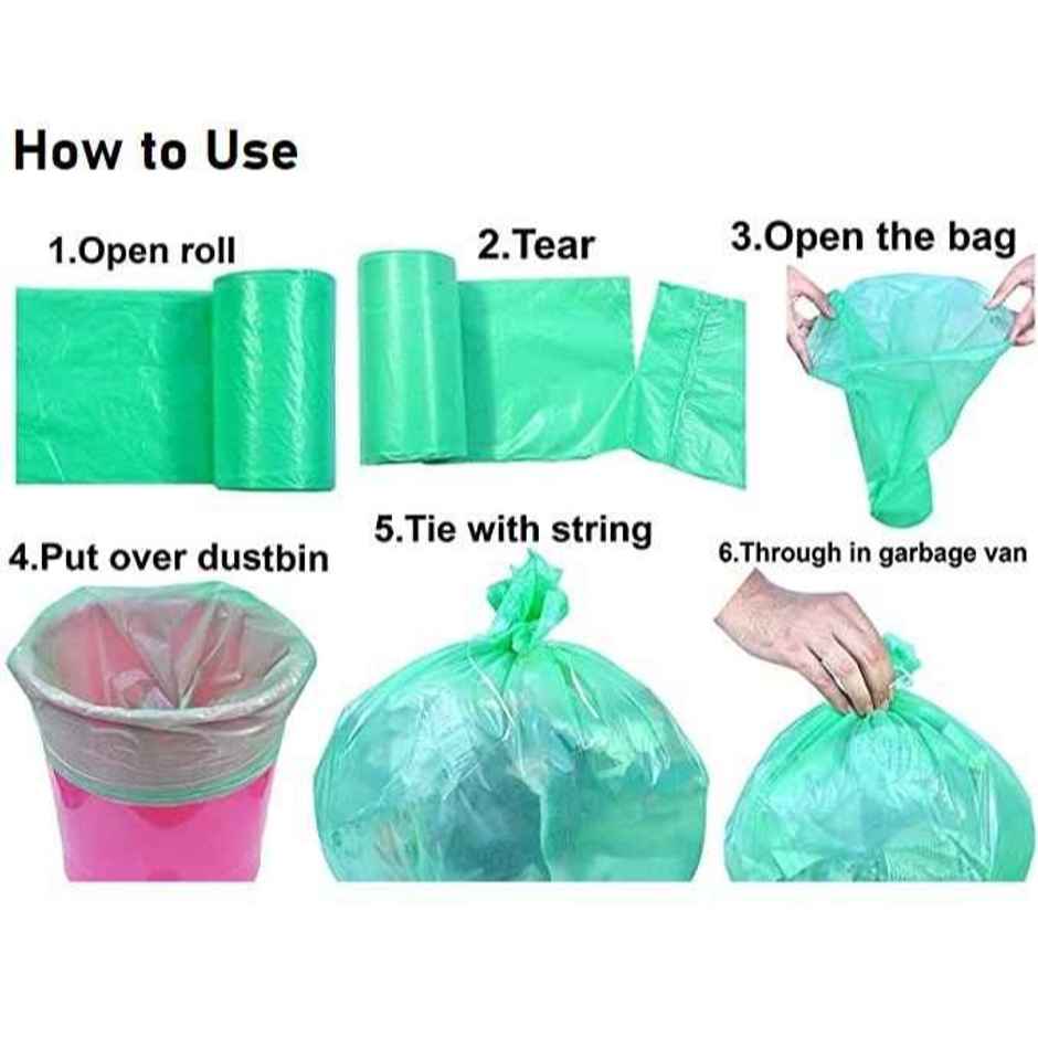 Swachhta First Oxo Bio Degradable Garbage Bags - Green Large (24 x 26 Inches)