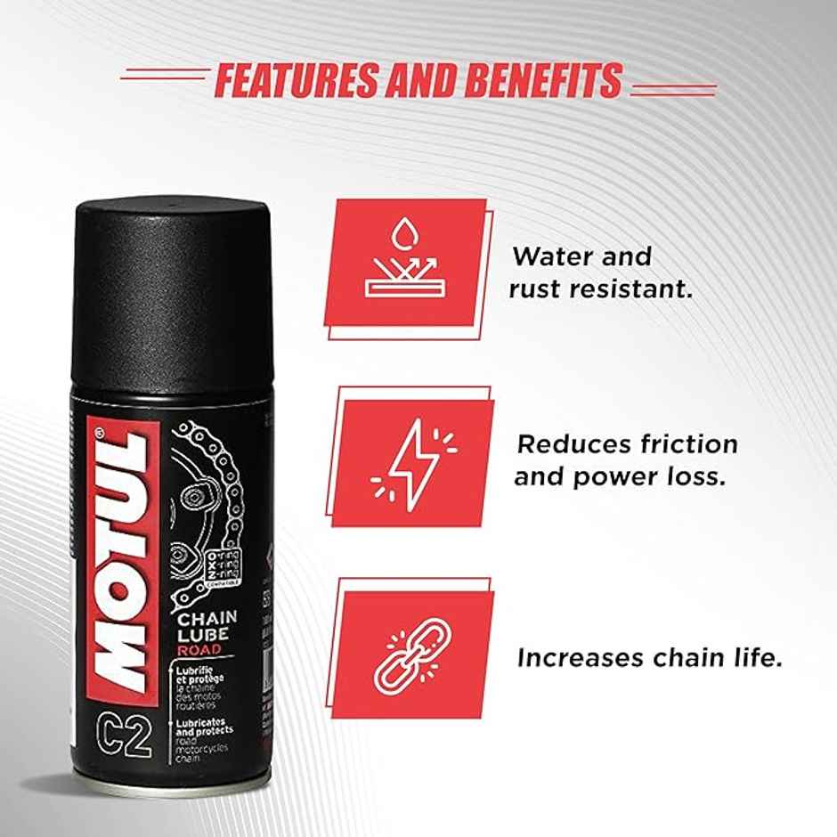Motul Combo of C2 Chain Lube | 150 ml) and C1 Chain Clean for All Bikes | 150 ml