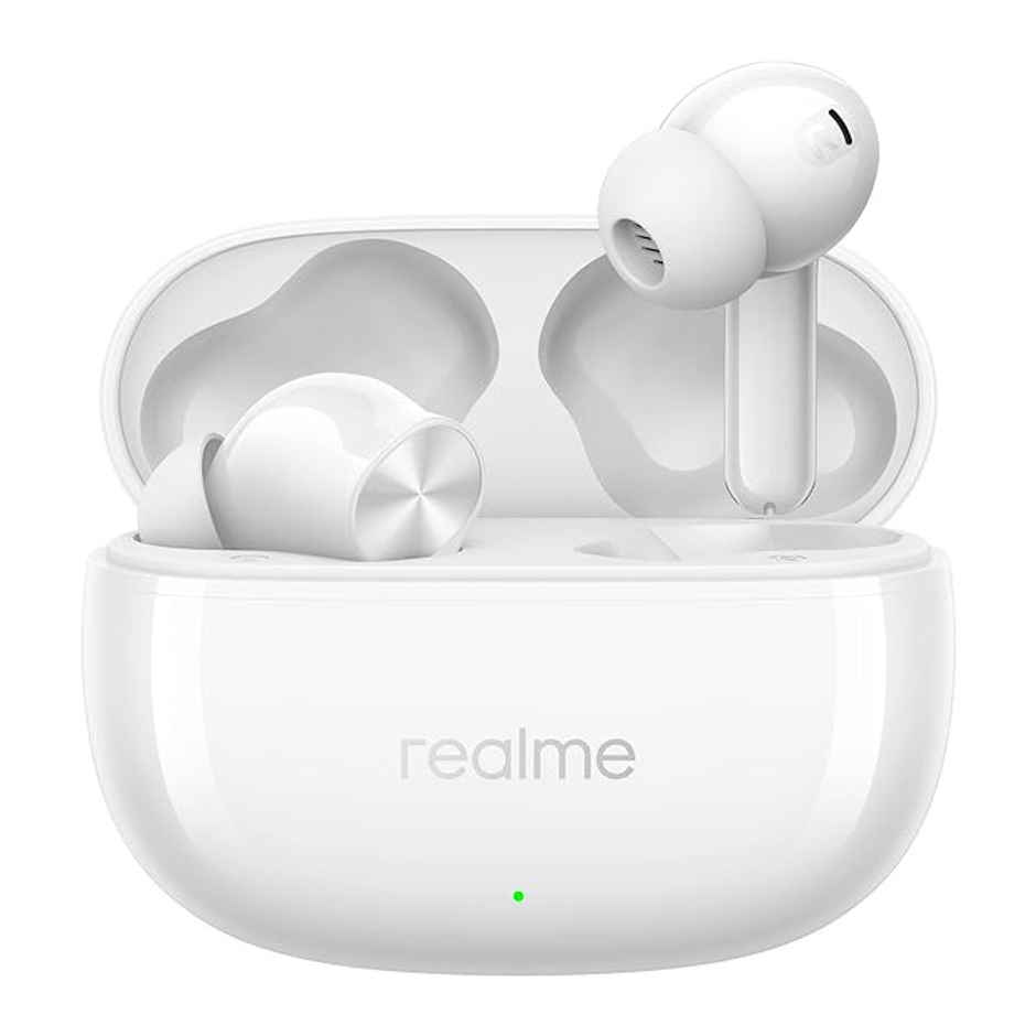 realme Buds T200x True Wireless Earbuds with 12.4mm Dynamic Bass Drivers|25 dB ANC|Moonlight White