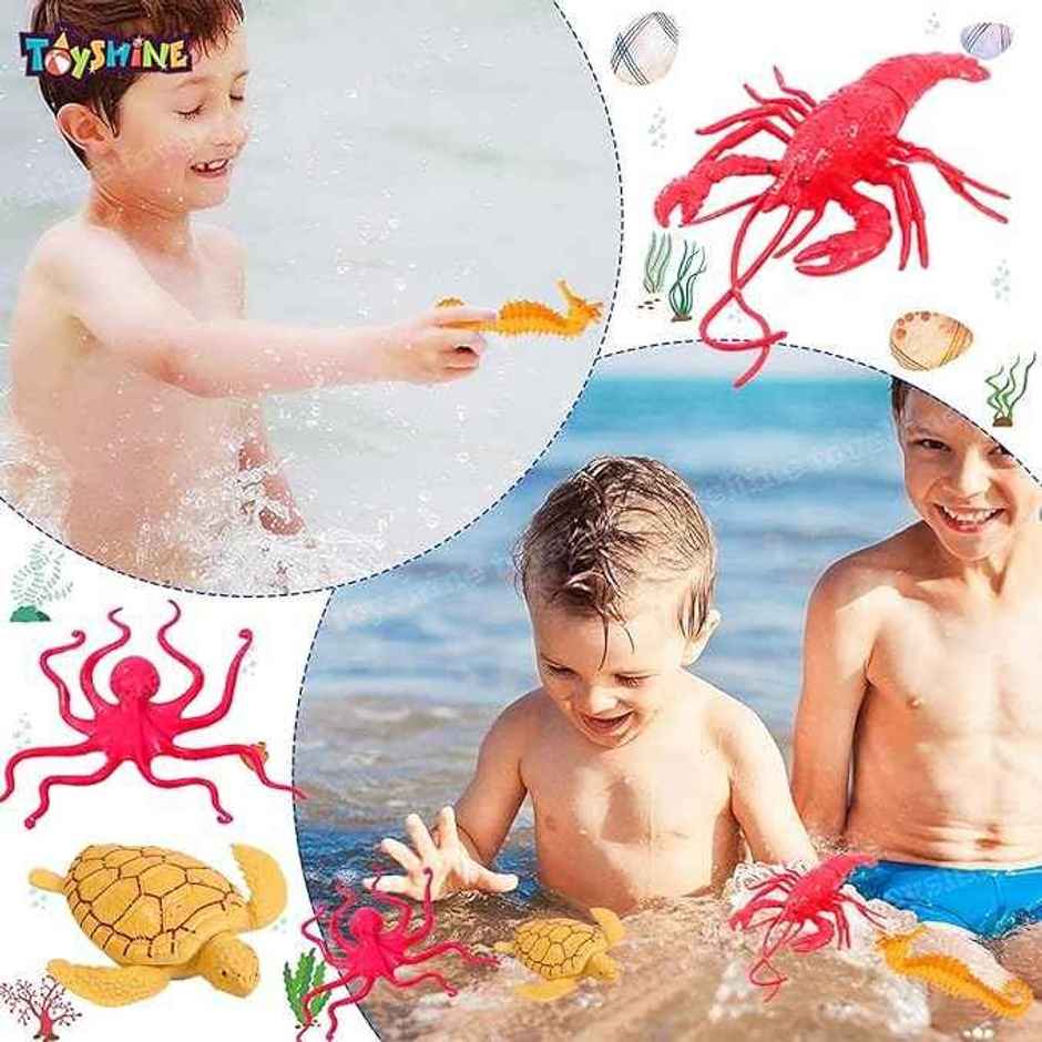 Toyshine Sea World Animals Toy Figure Playing Set for Kids (Pack of 17) - Assorted Designs and Color