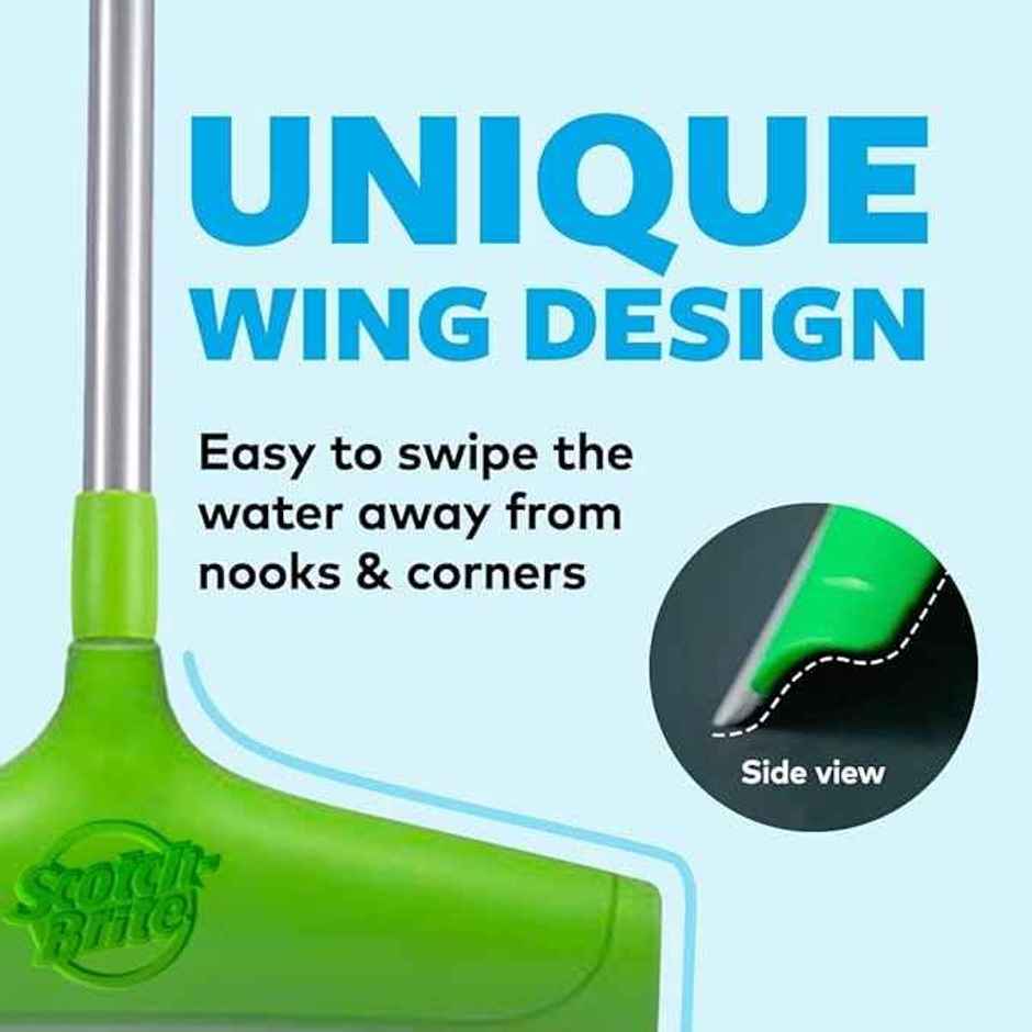 Scotch-Brite Bathroom Squeegee Wiper With Telescopic Handle | 30 CM | Green