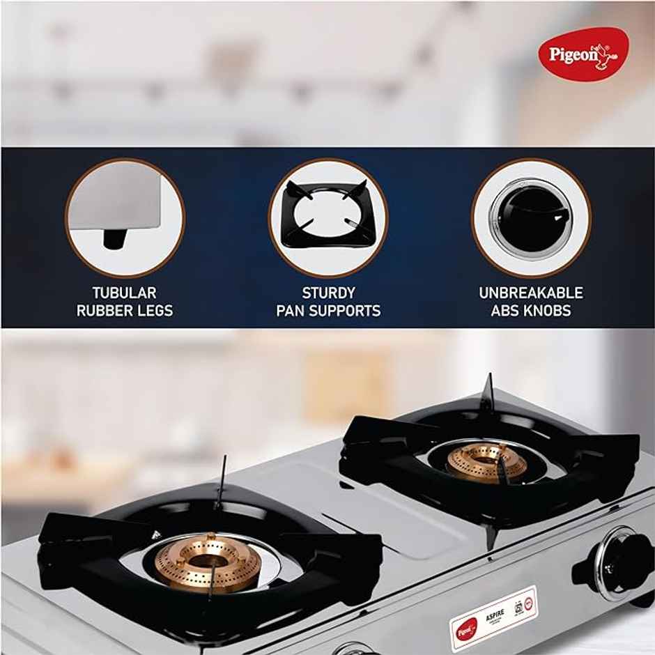 Pigeon by Stovekraft Stainless Steel LPG Gas Stoves | 2 Burner | Aspire