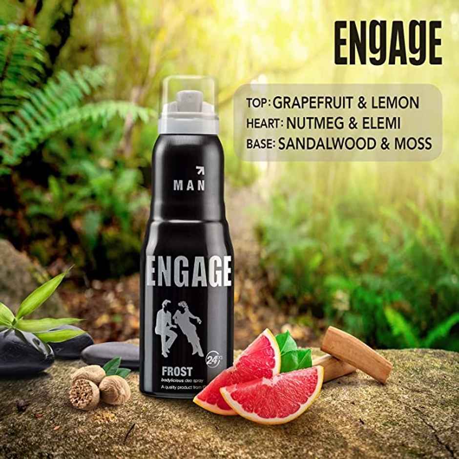 Engage Frost Deodorant For Men, Citrus & Spicy, Skin Friendly Deo Spray