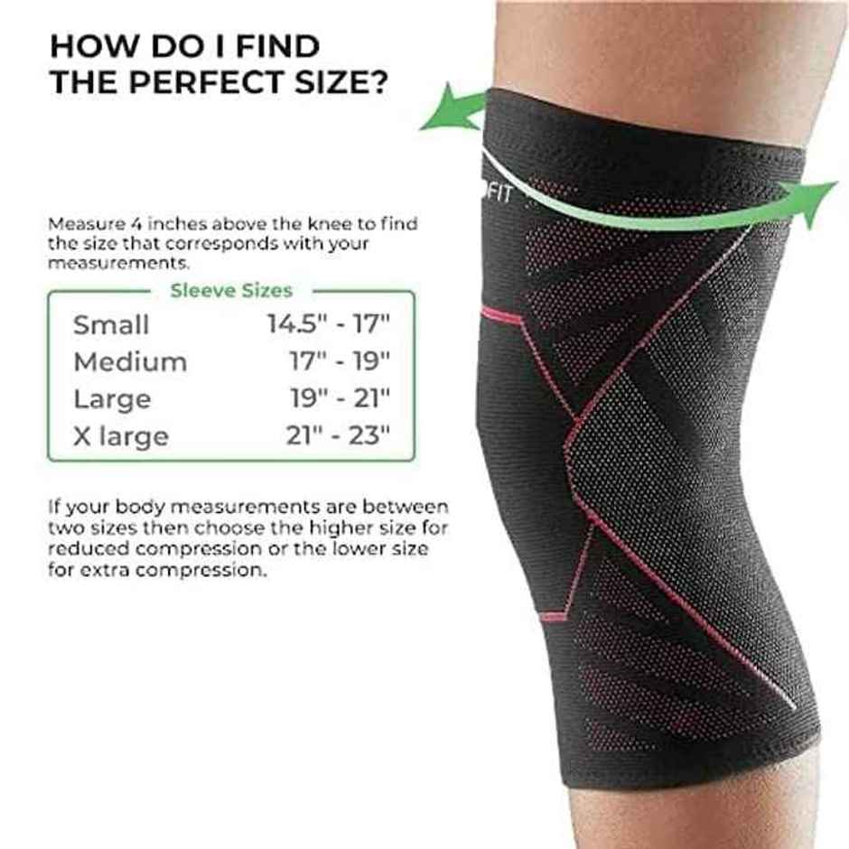 Boldfit Knee Support For Men & Women Leg Sleeves For Gym Squats Red Black - Large