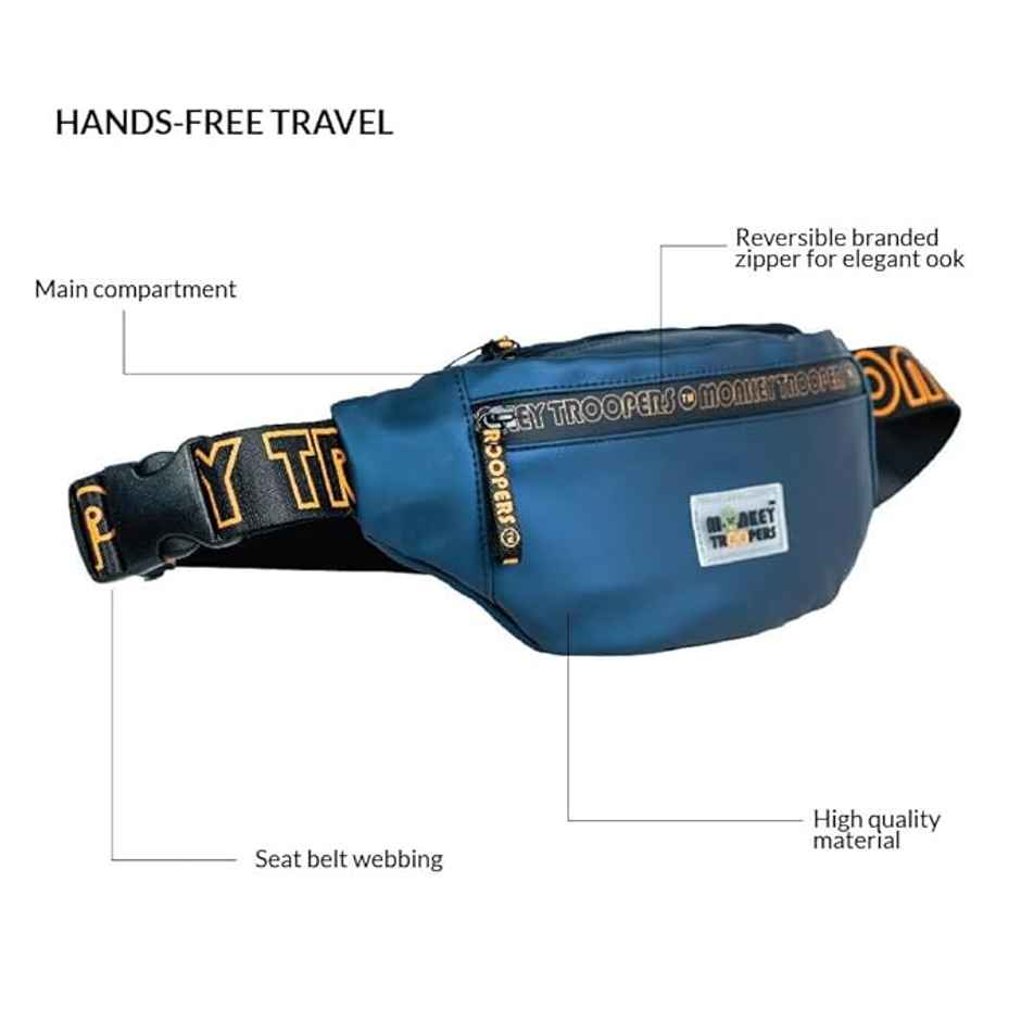 MONKEY TROOPERS Ghost Waist Bag - Sleek, Water-Resistant, Stylish Travel Crossbody | Navy