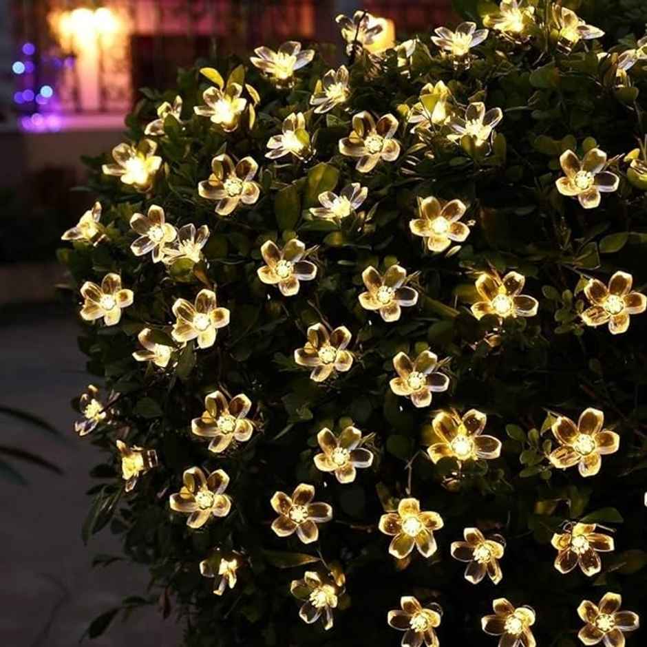 Desidiya Decorative Led String Lights With 16 Silicone Flowers | Warm White | Vibrant Glow | 4 m