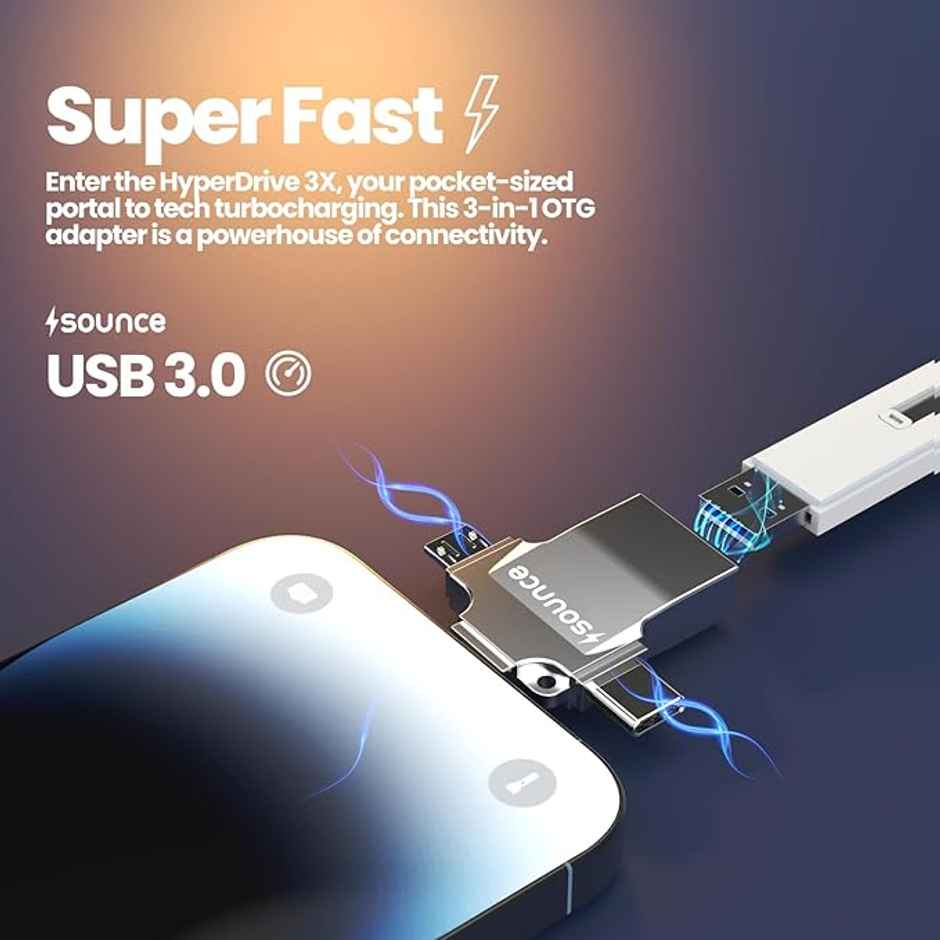 Sounce 4-In-1 OTG Adapter Converter with Lightning | Type C | Micro USB, Silver