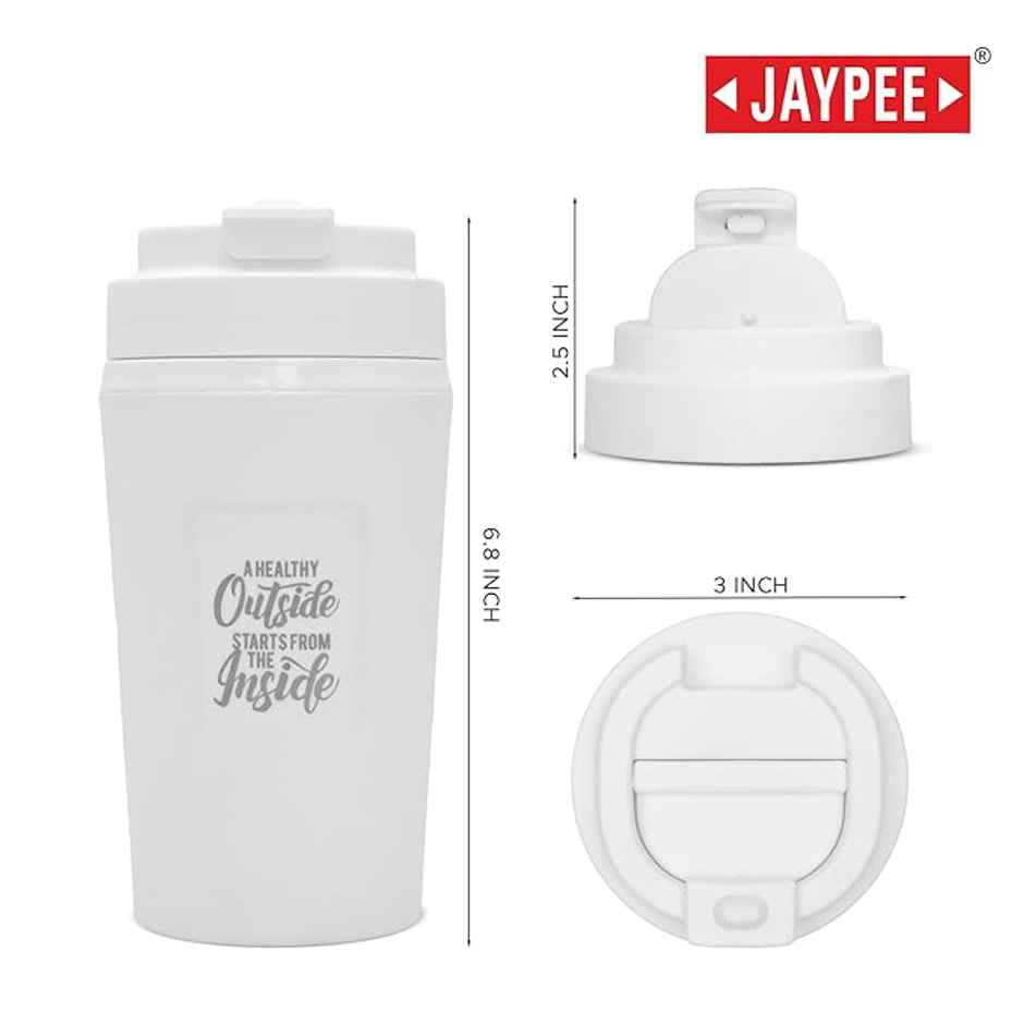 Jaypee ZIPSIP PU Insulated Stainless Steel Coffee Tumbler | Hot & Cold | White | 385 ml