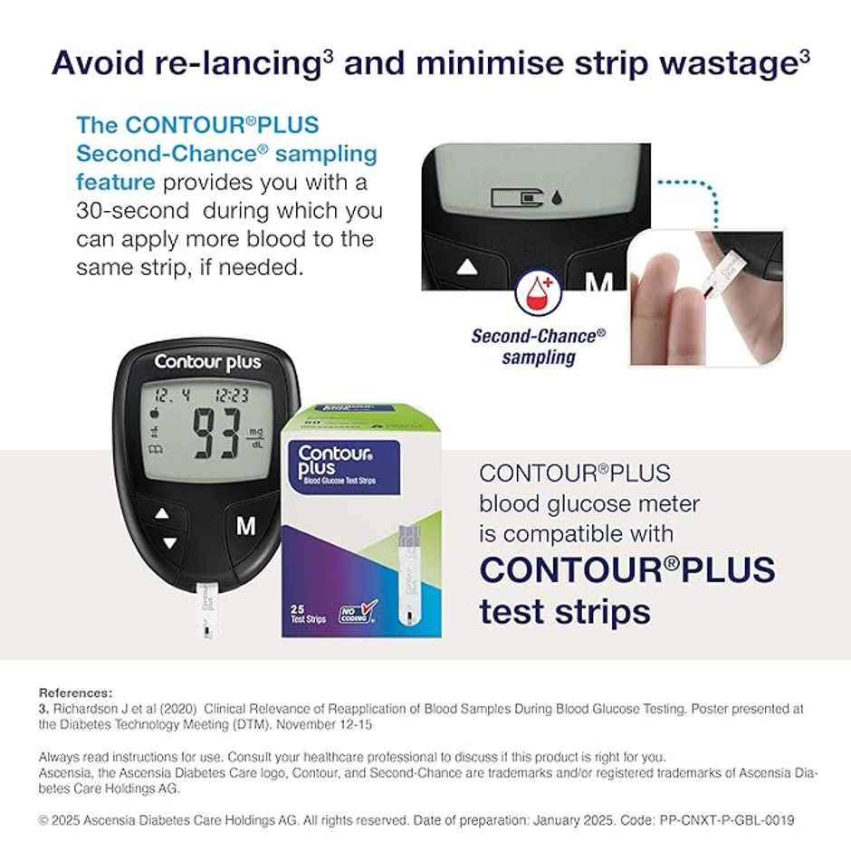 Contour Plus Blood Glucometer with 25 Test Strip