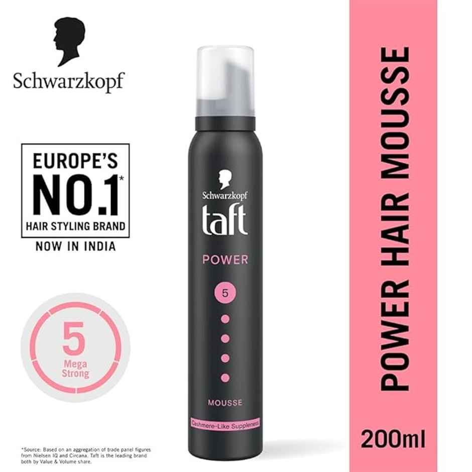 Schwarzkopf Taft Hair Mousse Power Hold 5 | Cashmere-Like Suppleness | Dry & Damaged Hair