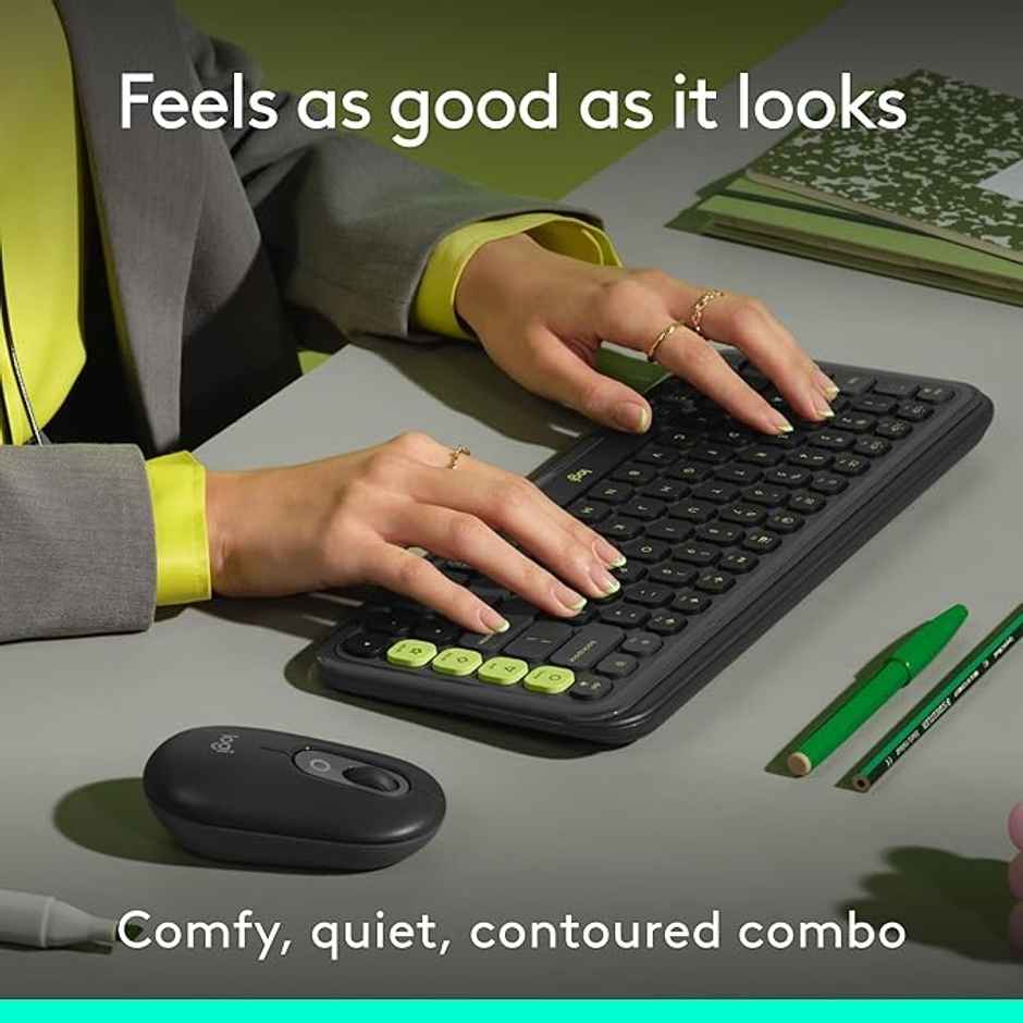 Logitech Pop Icon Combo Bluetooth Keyboard And Mouse Combo Easy-Switch Up To 3 Devices - Graphite
