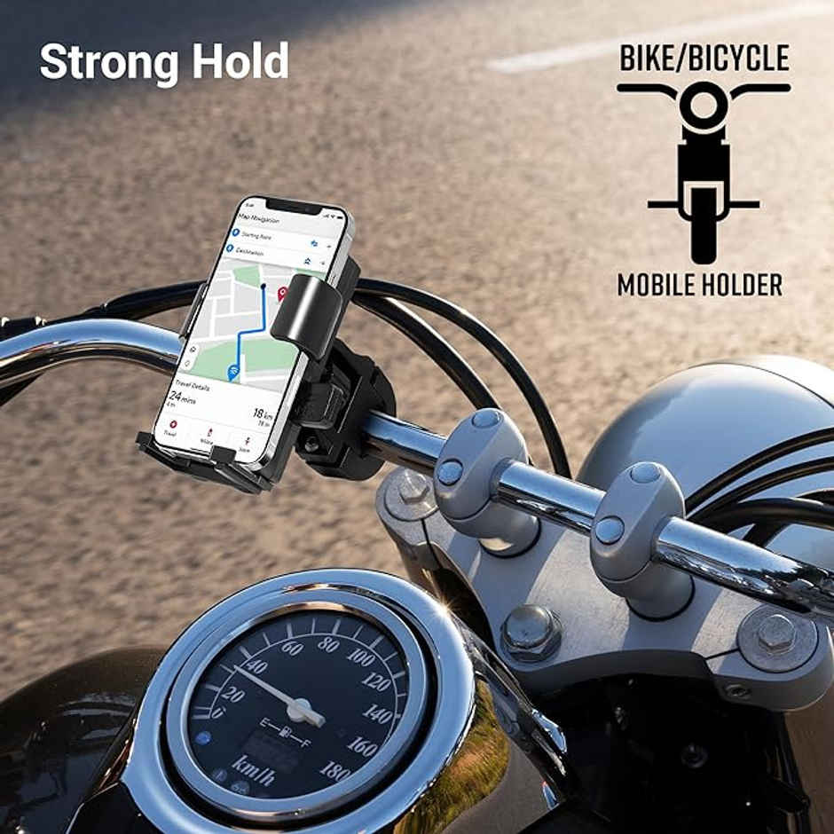 BMH110 360 Rotatable ABS Bike Mobile Holder | One Press Lock, Anti Skid Pads