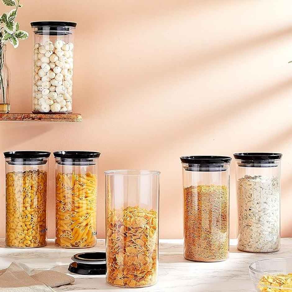 Tex-Ro Plastic Round Push Grocery Container For Kitchen Organizer