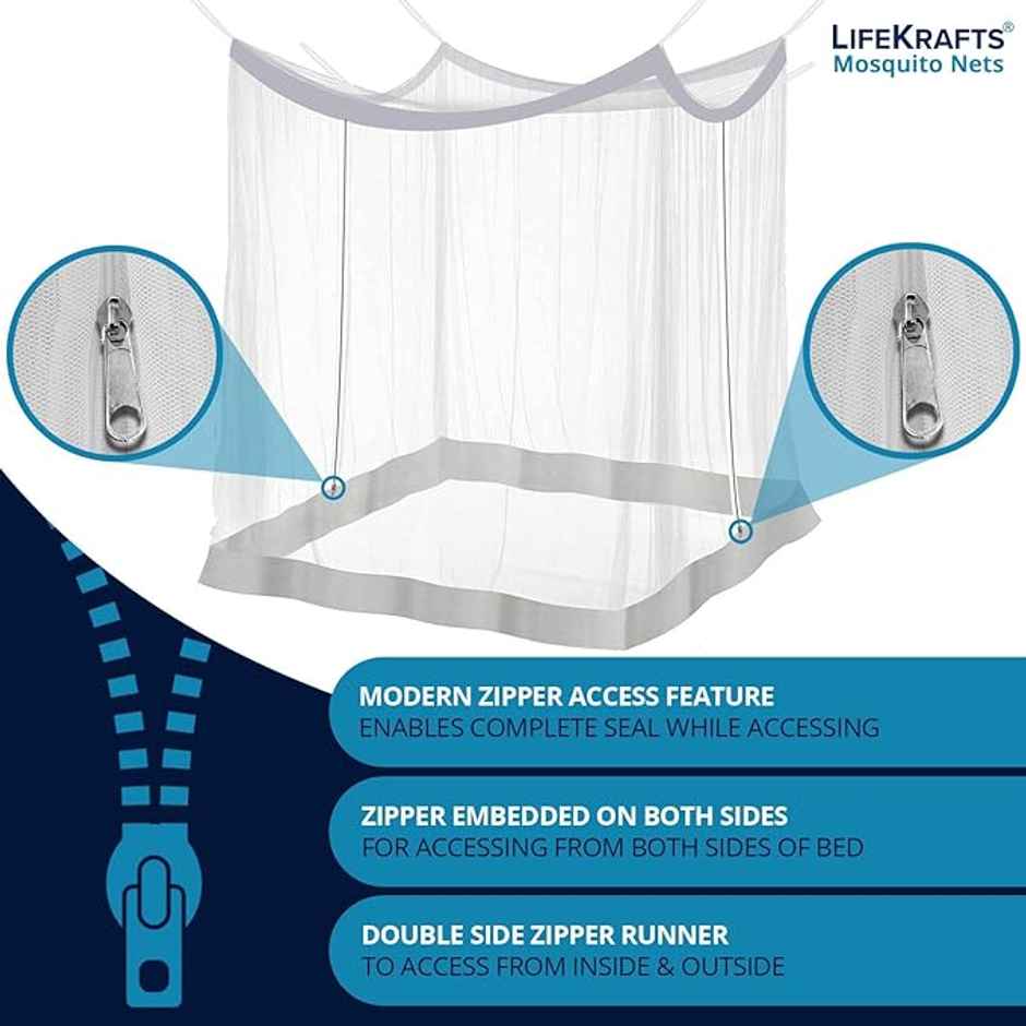 Lifekrafts Premium Polyester Mosquito Net , Color: White.