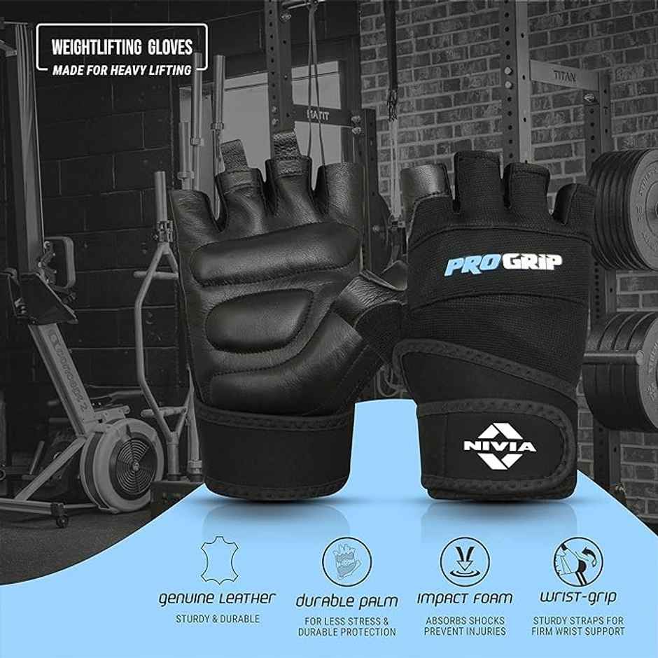 Nivia Progrip Gym Gloves | Black - Medium