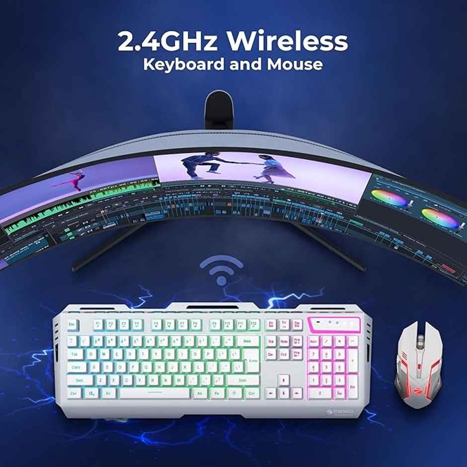Zebronics Transformer Pro Gaming Combo With 2.4Ghz, Builtin Battery, Type C, Upto 4000 Dpi (White)