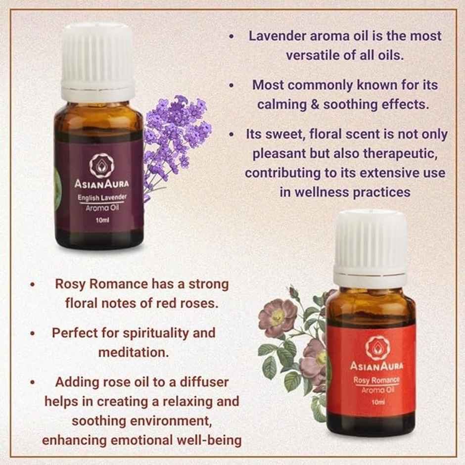 Asian Aura Handcrafted Ceramic Buddha Aroma Diffuser with Lavender & Rosy Romance Oils