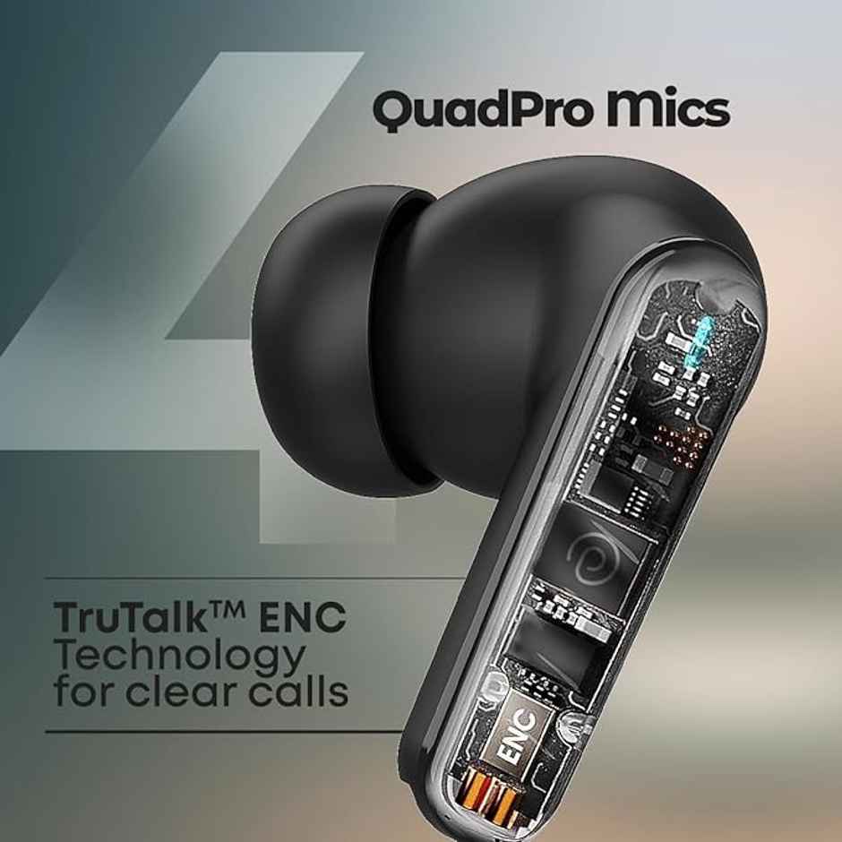 pTron Bassbuds Bliss TWS Earbuds | TruTalk ENC Calls | 40H Playtime | 50ms Game/Music Mode - Black