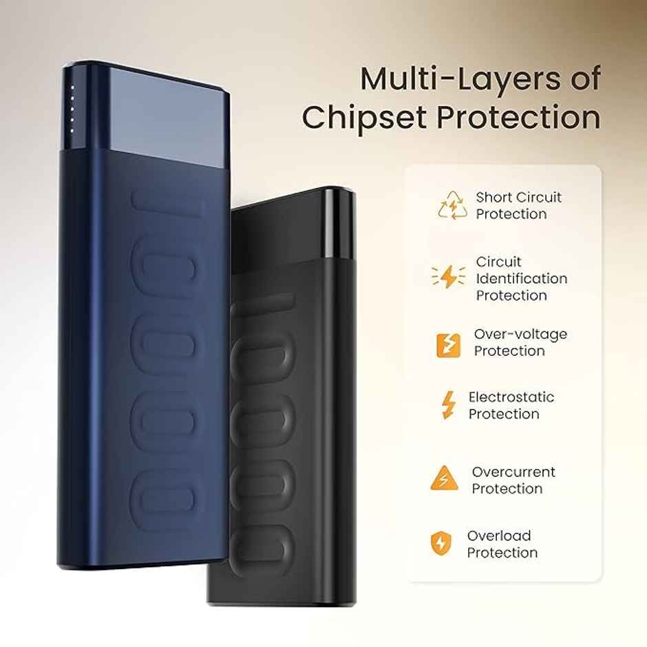 Ambrane Stylo 10000 mAh 22.5W Fast Charging Powerbank | Slim & Compact | USB & Type C Output | Blue