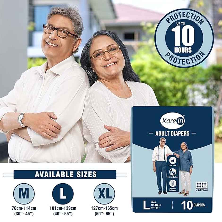 Kare In Premium Adult Diapers | Large - Waist Size 101-139 cm