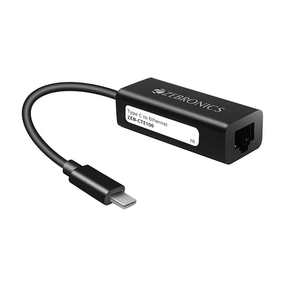 Zebronics Zeb-Cte100 Type C To Rj45 Ethernet Lan Adapter, Up To 1000 Mbps, For Windows/Mac/Linux