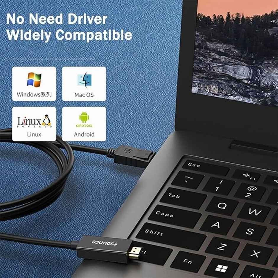 Sounce DisplayPort to HDMI Cable,1080p@60Hz Uni-Directional UHD DP to HDMI Audio & Video Display Cable for Projector, Laptop,TV,Monitor,MacBook 1.8 Meter(6FT)-Black