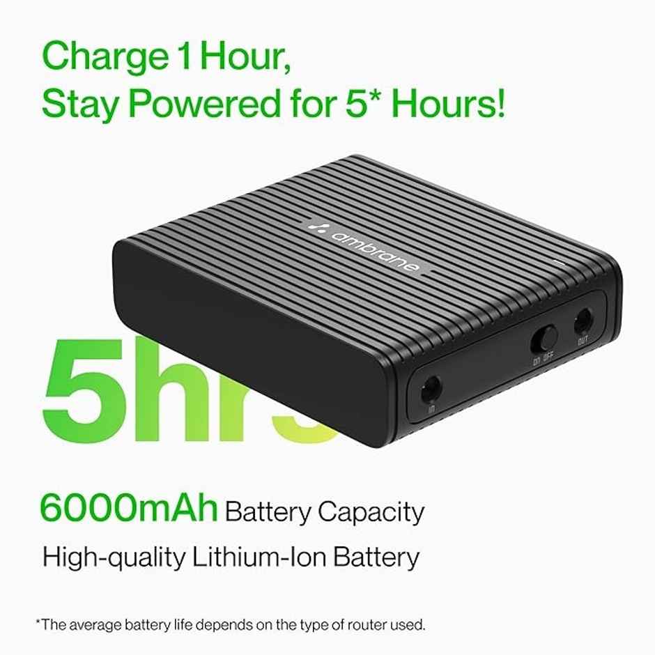 Ambrane Mini Ups For 12V Wifi Router Broadband Modem, Backup Upto 5 Hours (Power Volt 2, Black)