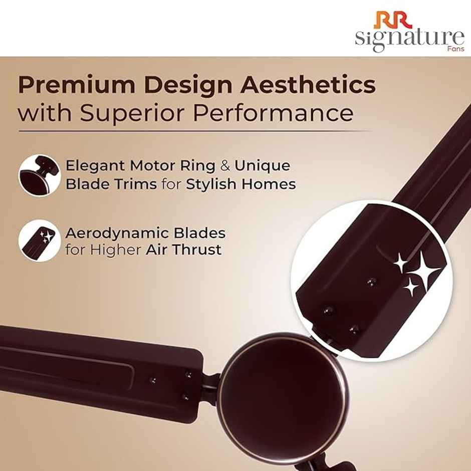 RR Signature Morpheus Ceiling Fan, 1200mm, Star-Rated BEE Certified, High Speed, Brown