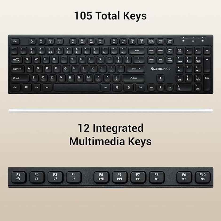 Zebronics K51 Wired Keyboard With 105 Keys, 1.3M Cable Key Usb Interface Slim Plug And Play (Black)