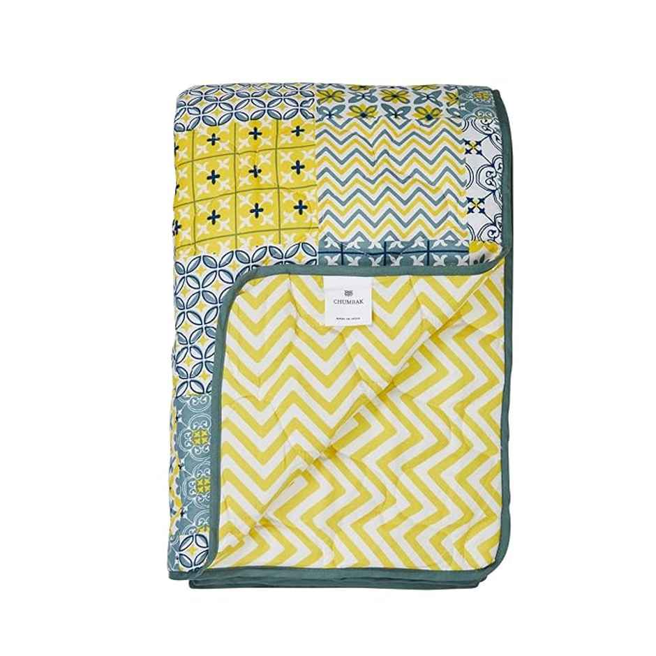 Chumbak Egypt Patchwork Yellow Comforter - Double Bed