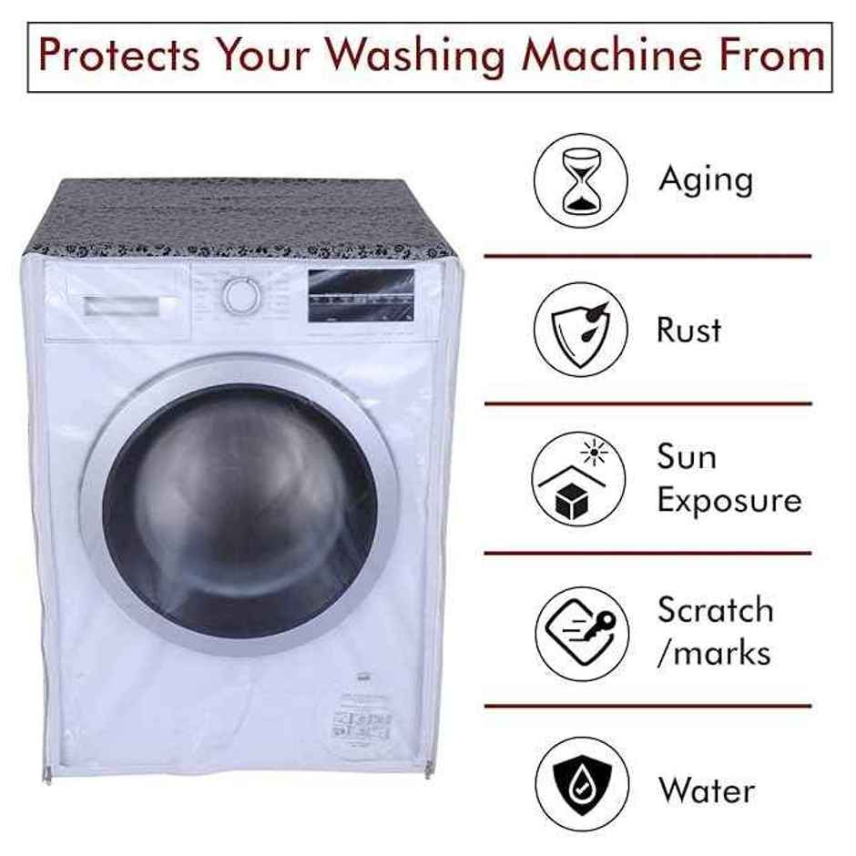 Daluci Front Load Washing Machine Cover For Bosch 6.5-9 kg | Black and Grey | 63 x 63 x 81 cm