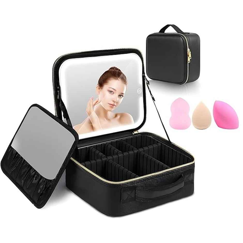 MAKEUP BY SITI Travel Makeup Bag With Led Mirror - Black