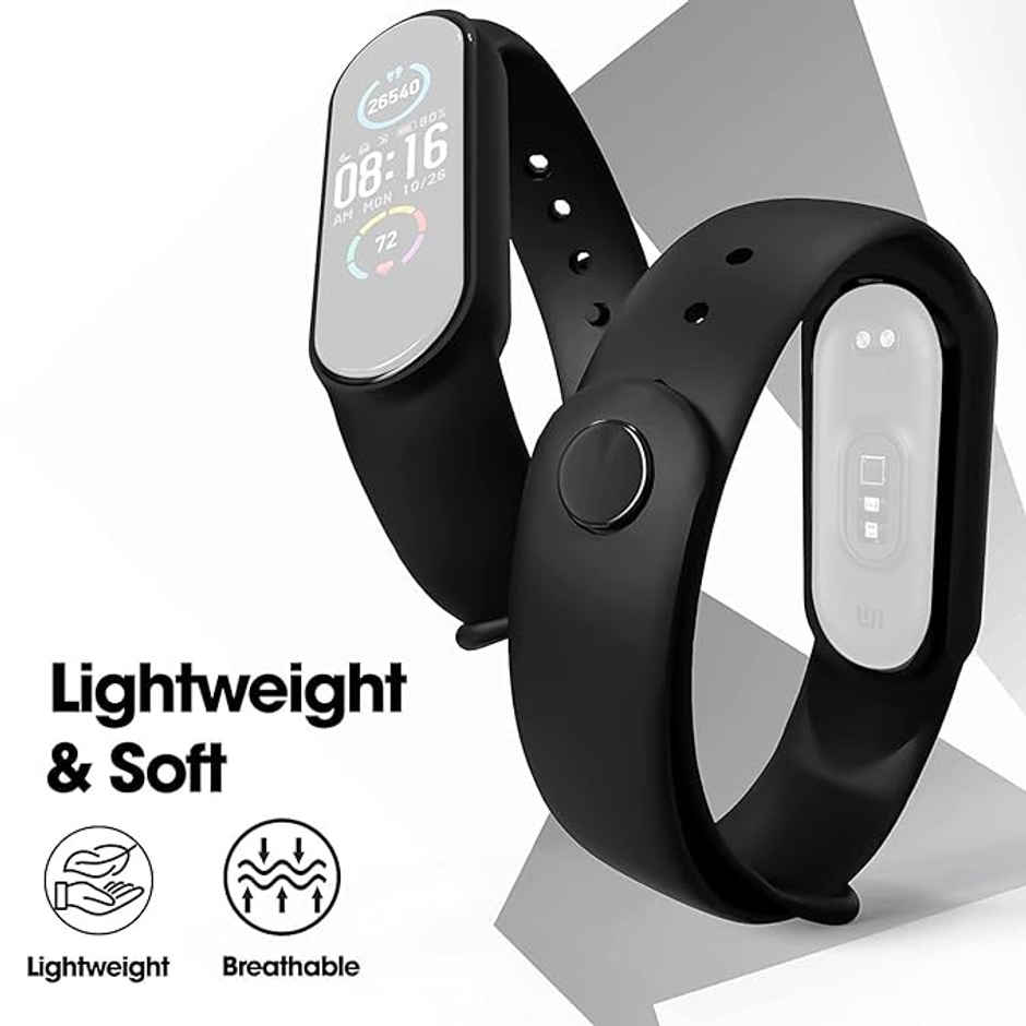 Sounce Adjustable Silicone Strap for Xiaomi Mi Band 5 | Not for Mi Band 3-4 (Black, Only Strap)