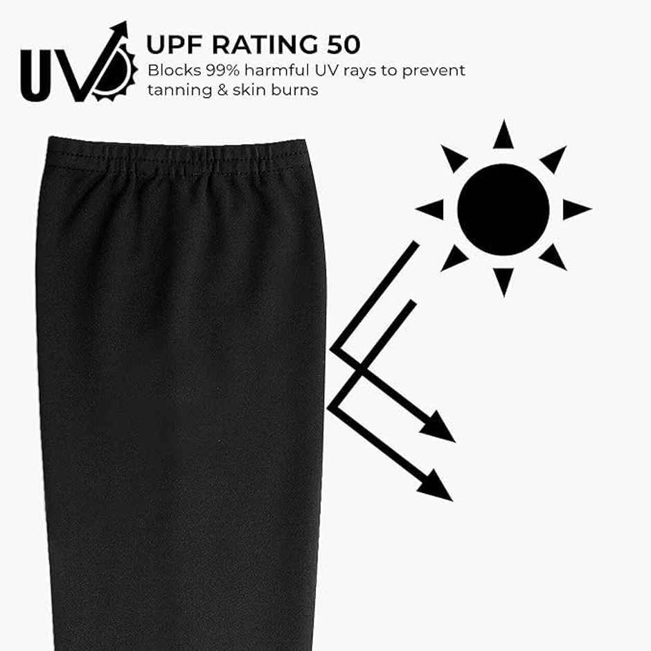 AUTOGUYS De Fit 240 GSM Unisex Arm Sleeves | UV Protection Compression | Black | Pack of 2