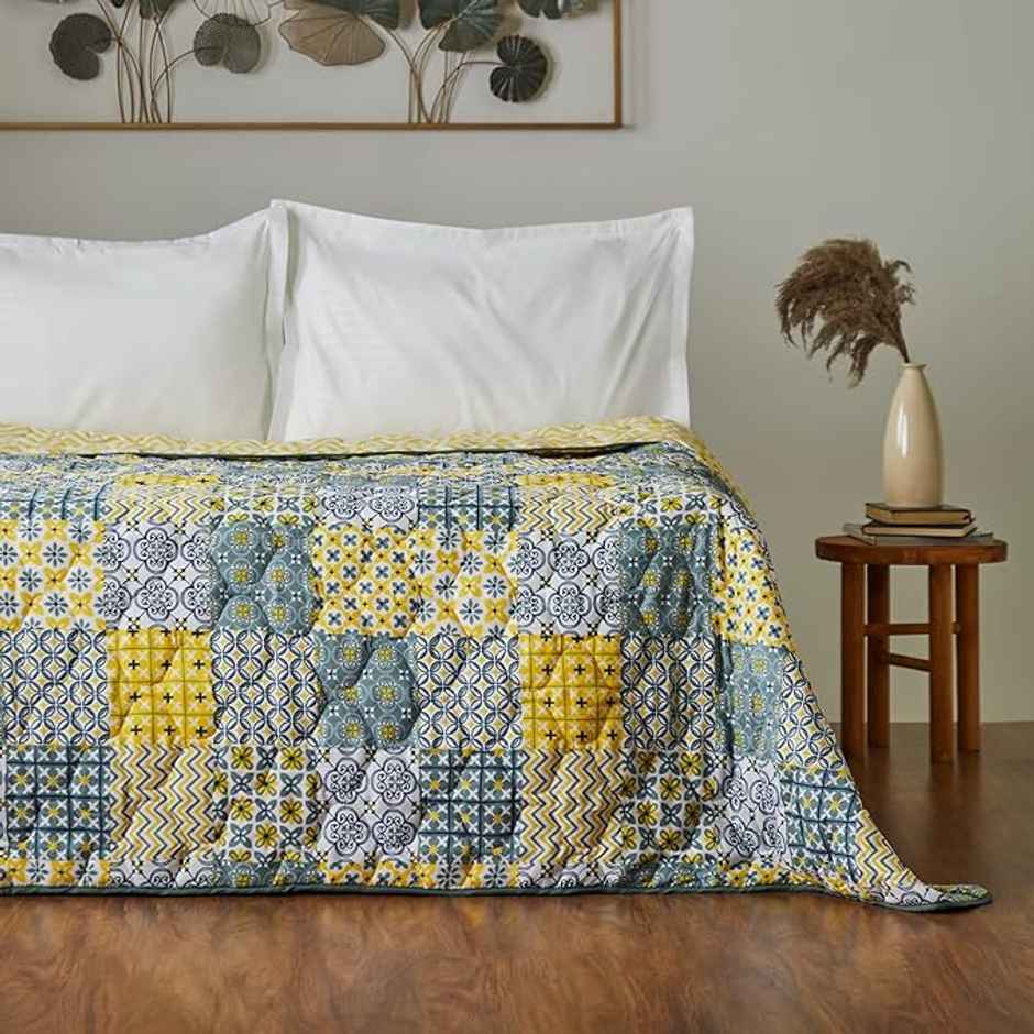 Chumbak Egypt Patchwork Yellow Comforter - Double Bed