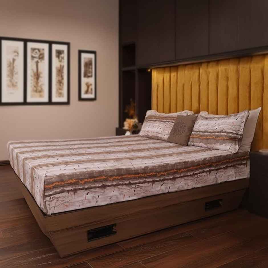 Status Flannel Cosy Fitted Bedsheet | Brown veil Stripe - 220 x 240 cm