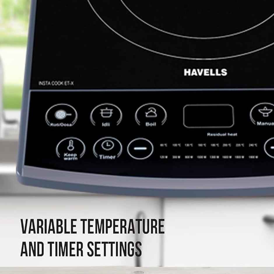 Havells Insta Cook Et-X Induction Cooktop, Dark Grey 1900 W, Ceramic Glass, Gray