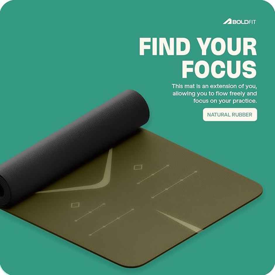 Boldfit Unisex Yoga Mat With Bag 6mm Alignment TPE Rubber Material Extra Thick - Hemlock