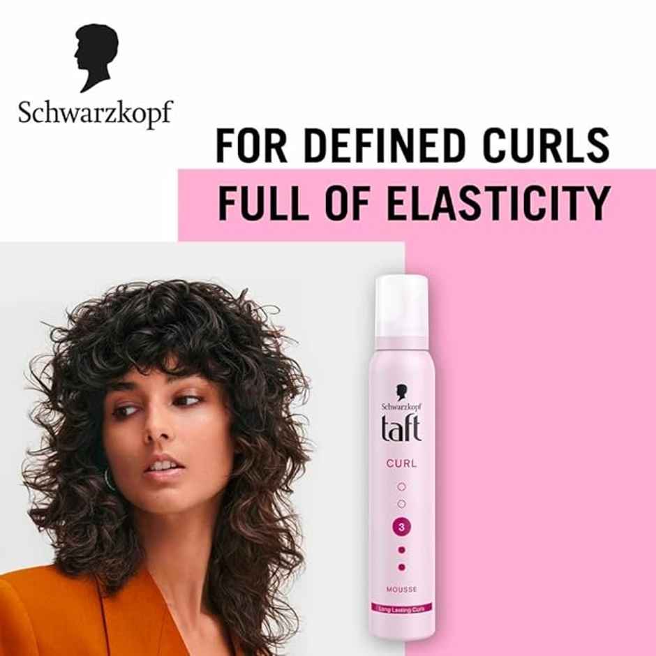 Schwarzkopf Taft Mousse Curl Hold 3 | Mousse For Curly Hair Routine | Long Lasting Curls