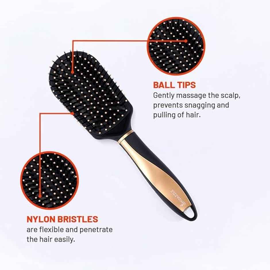 Midazzle Premium Cushioned Black And Gold Hair Brush |MIHB0001