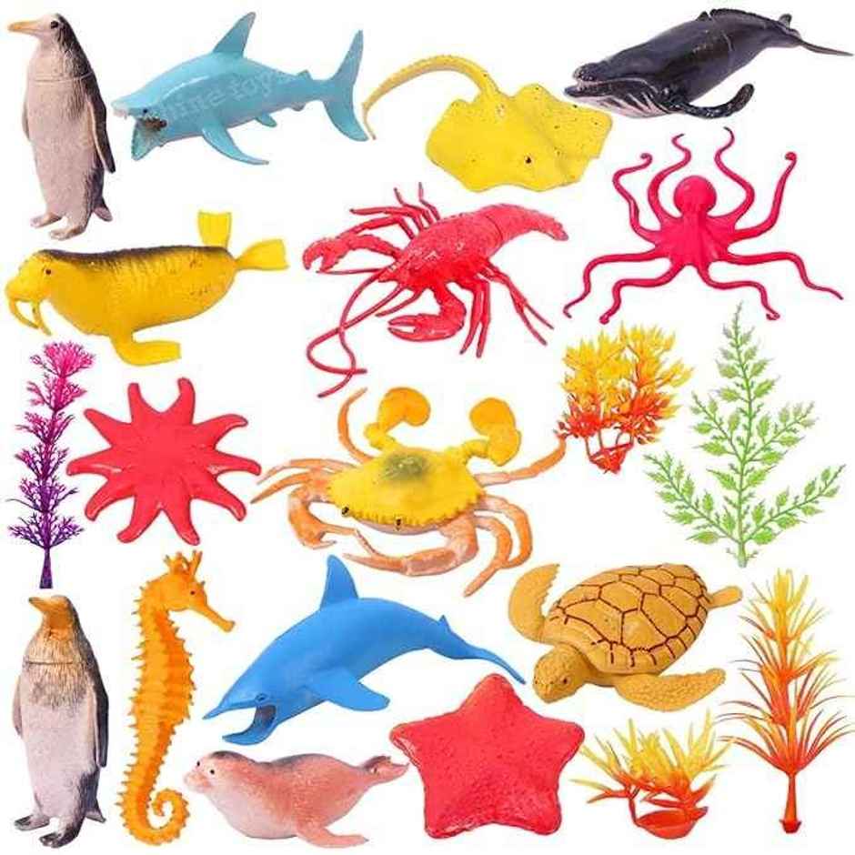 Toyshine Sea World Animals Toy Figure Playing Set for Kids (Pack of 17) - Assorted Designs and Color