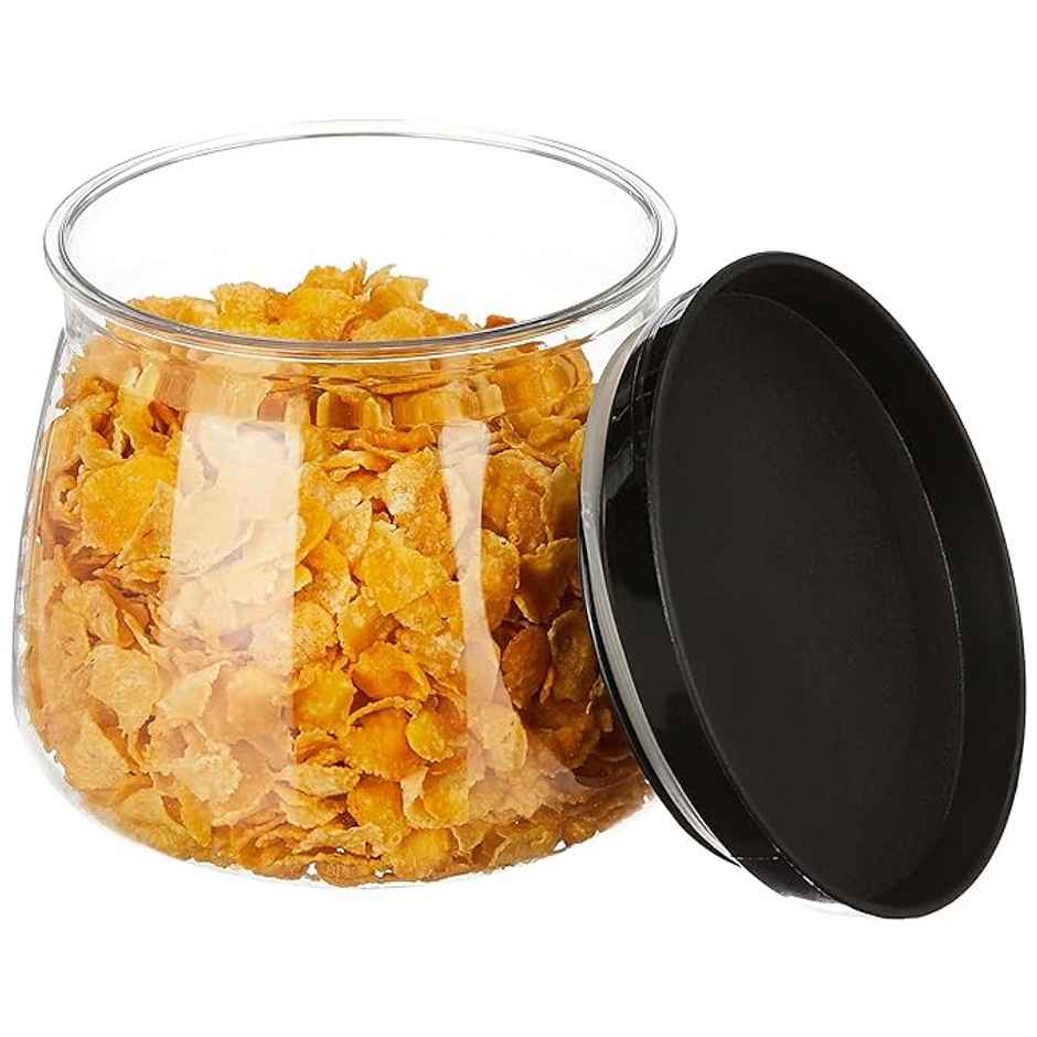 Tex-Ro Plastic Round Push Grocery Container For Kitchen Organizer